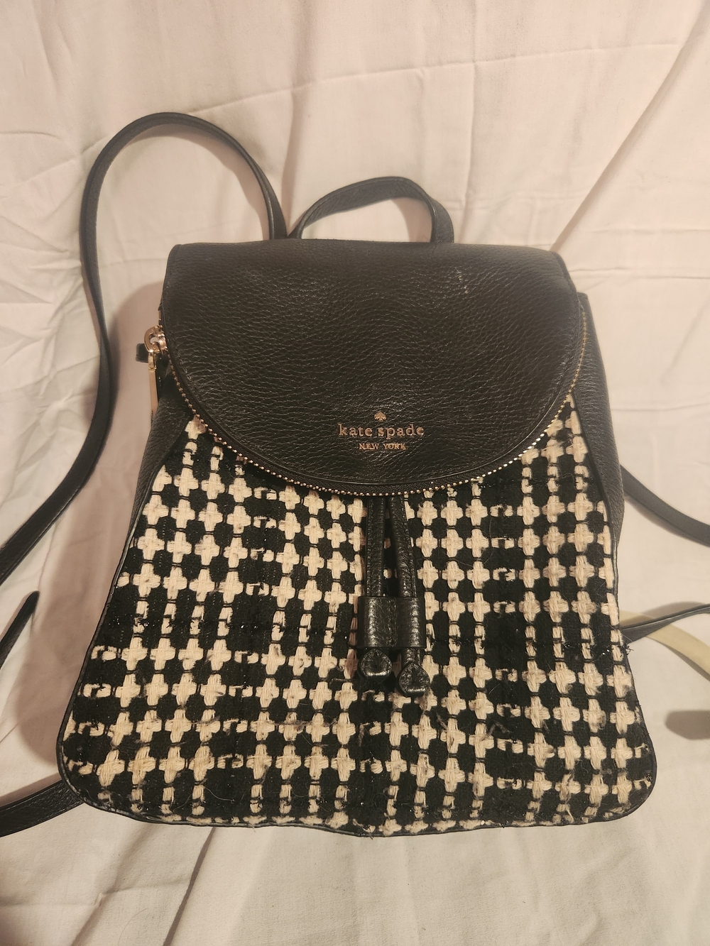 kate spade Black and White Tweed Mini Backpack